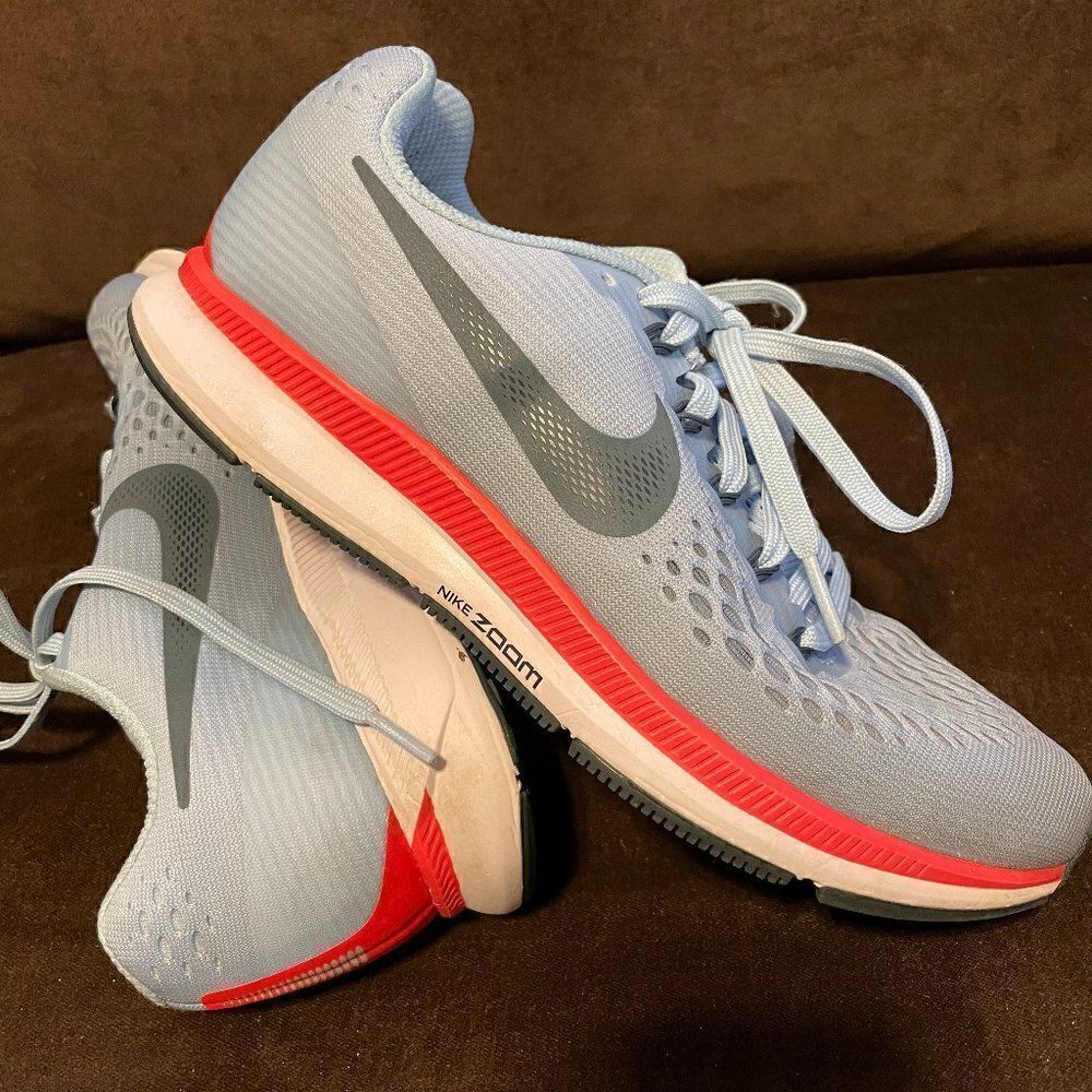 XLNT NIKE Air Zoom Pegasus 34 Ice Blue Crimson Womens 7 US 38 EUR running shoes